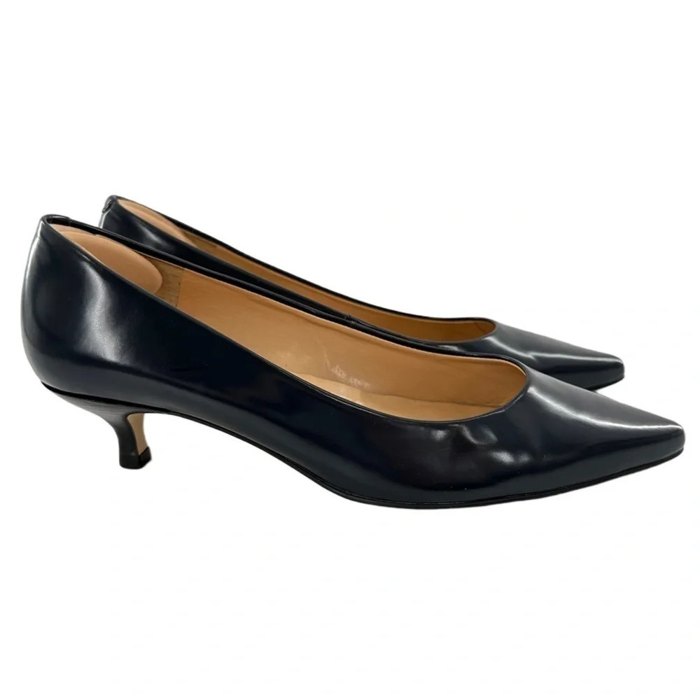 Talbots womens kitten heels size 6.5 navy blue patent leather pointy toe